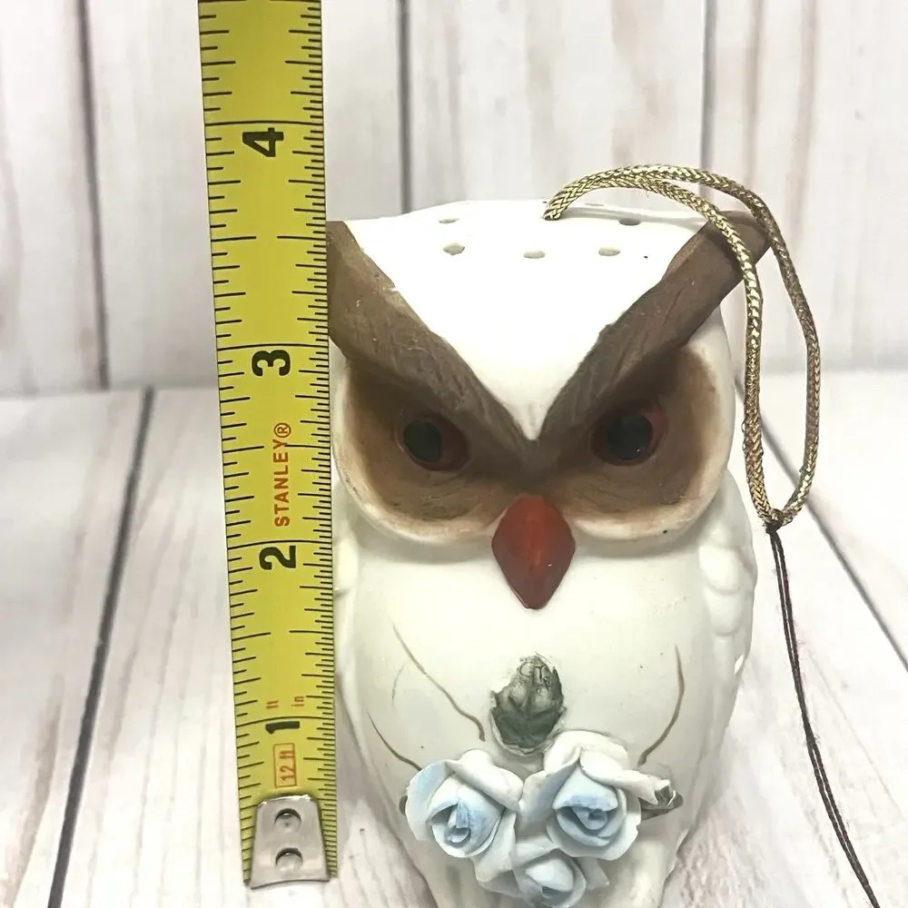 Vintage Potpourri Sachet Porcelain Hanging Owl Ornament Pomander Made in Taiwan